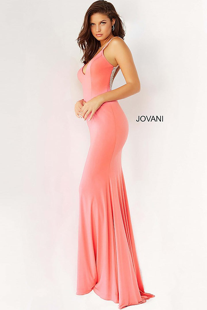 Backless V Neck Prom Dress Jovani 07297 - Morvarieds Fashion