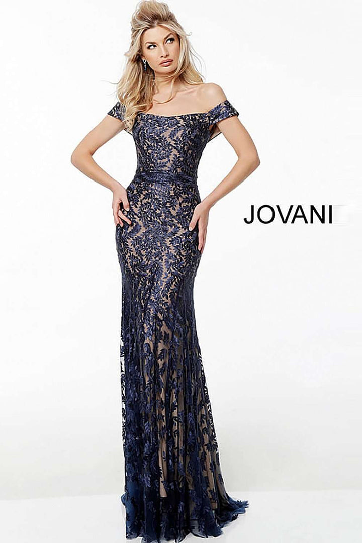 Off the Shoulder Embroidered Evening Dress Jovani 49634 - Morvarieds Fashion