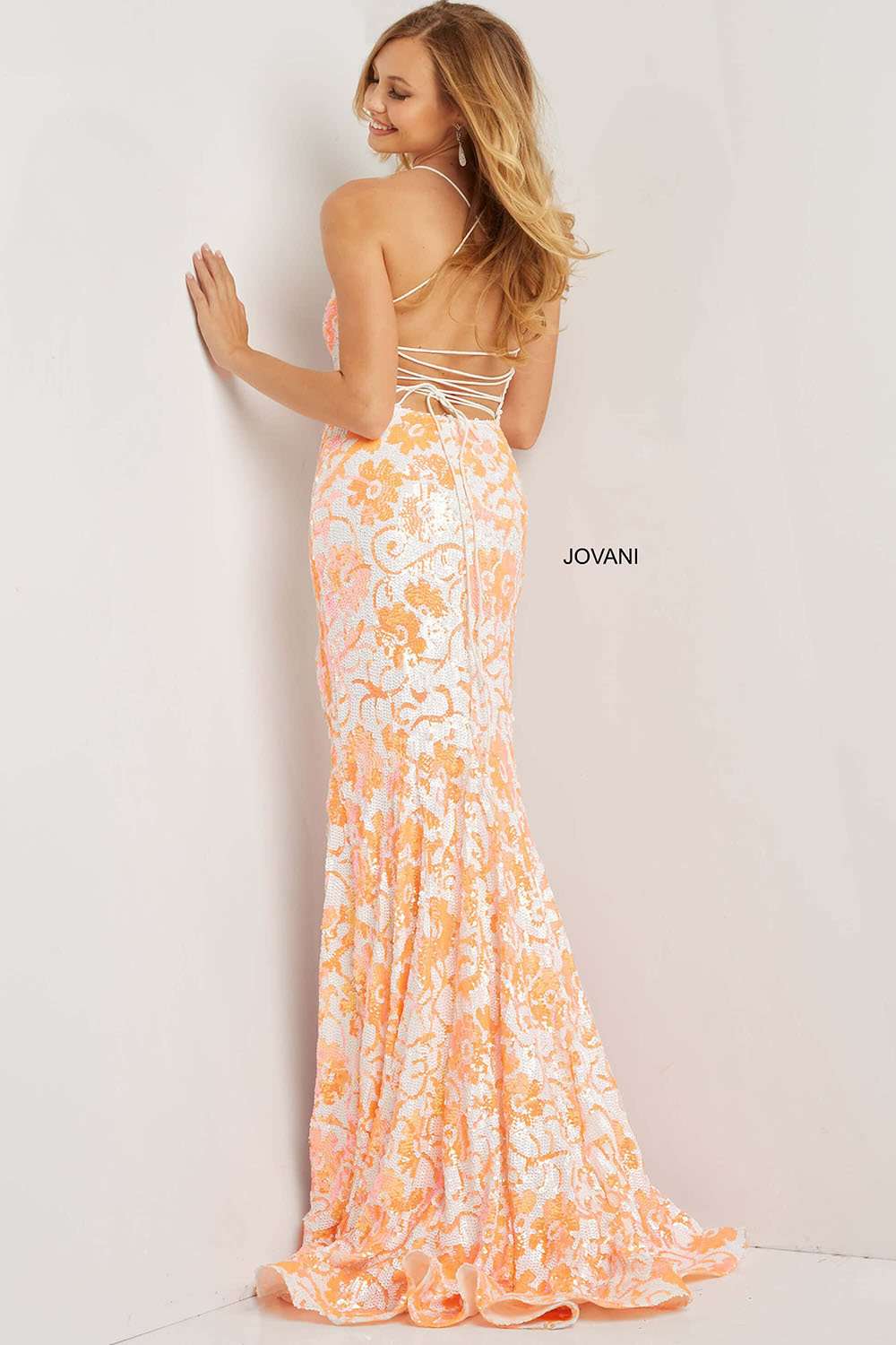 Sequin Floral Sheath Prom Dress Jovani 08255 - Morvarieds Fashion
