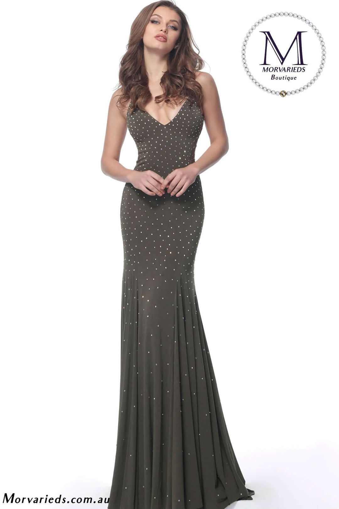 Jersey Beaded Fitted Prom Dress Jovani 63563 - Morvarieds Fashion