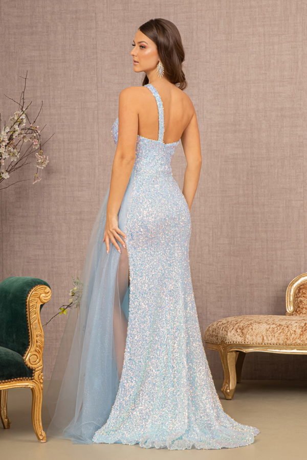 Sequin Glitter Asymmetric Mermaid Elizabeth K Dress GL3133 - Morvarieds Fashion