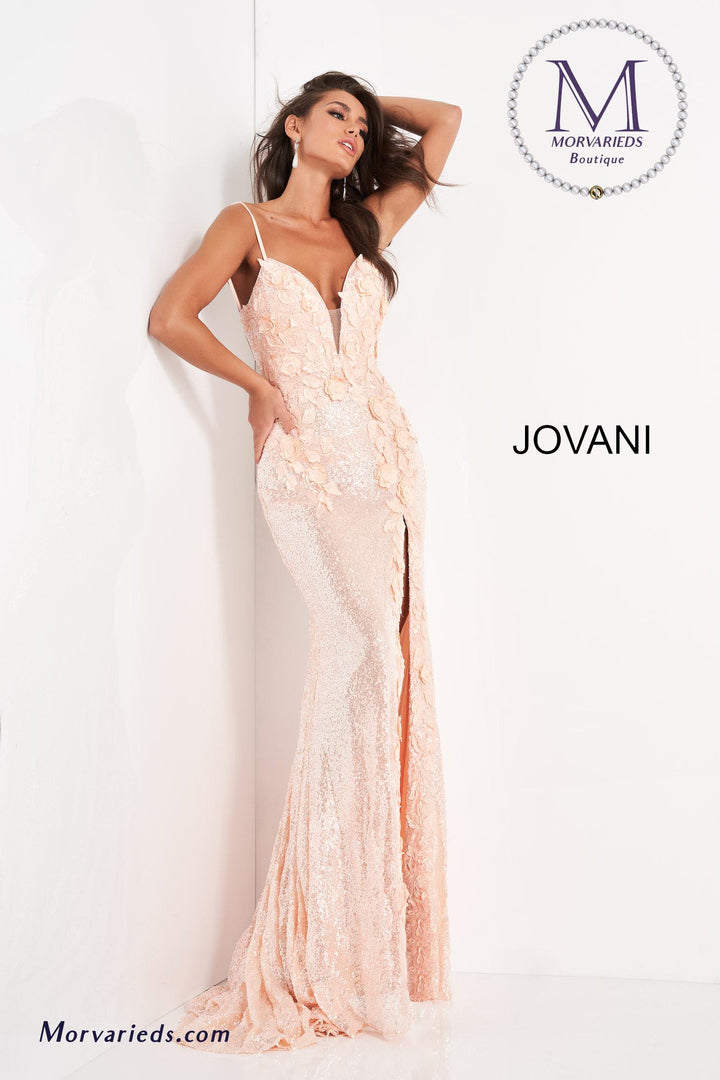 Backless Floral Appliques Prom Dress Jovani 1012 - Morvarieds Fashion