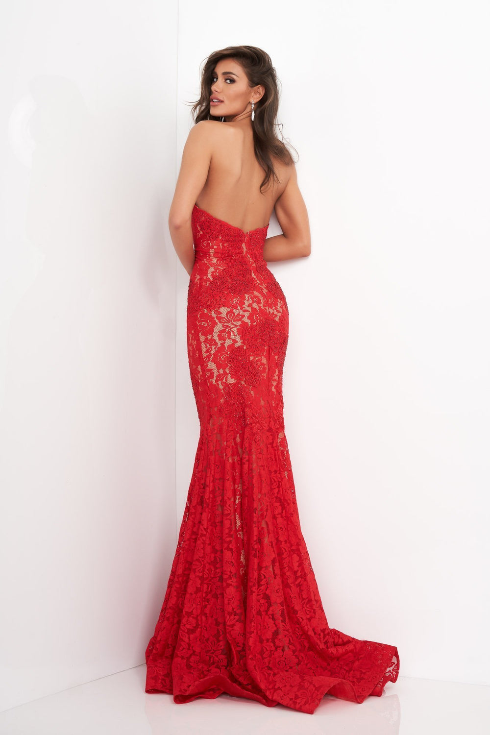 Fitted Strapless Lace Formal Dress Jovani 37334 - Morvarieds Fashion