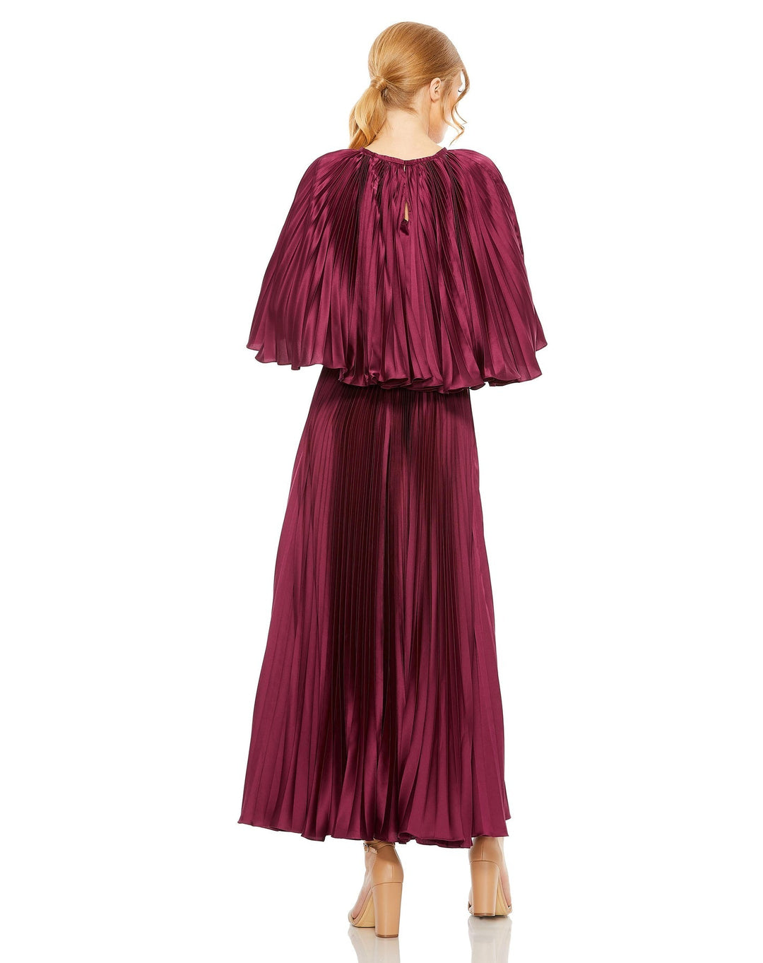 Pleated Caplet T-Length Gown Dress | Mac Duggal 49638 - Morvarieds Fashion