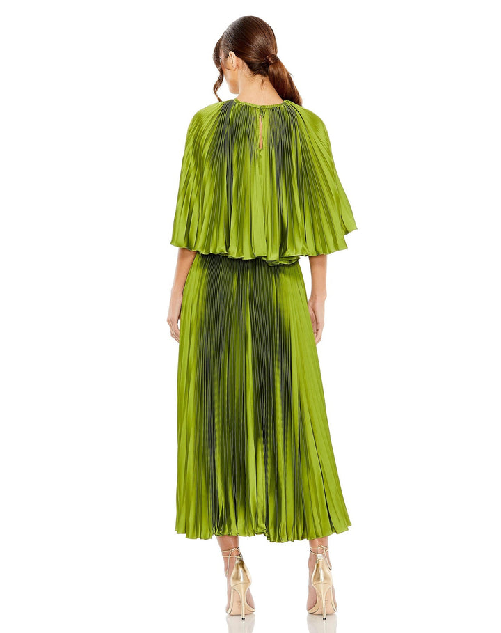 Pleated Caplet T-Length Gown Dress | Mac Duggal 49638 - Morvarieds Fashion