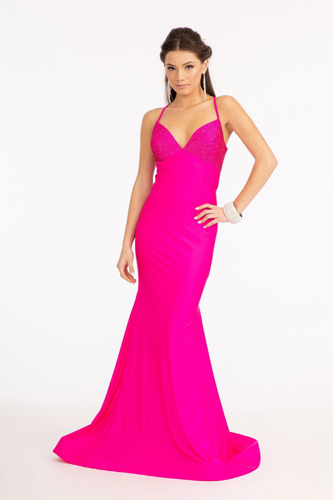 Beads Embellished Jersey Mermaid Elizabeth K Dress GL3035 - Morvarieds Fashion