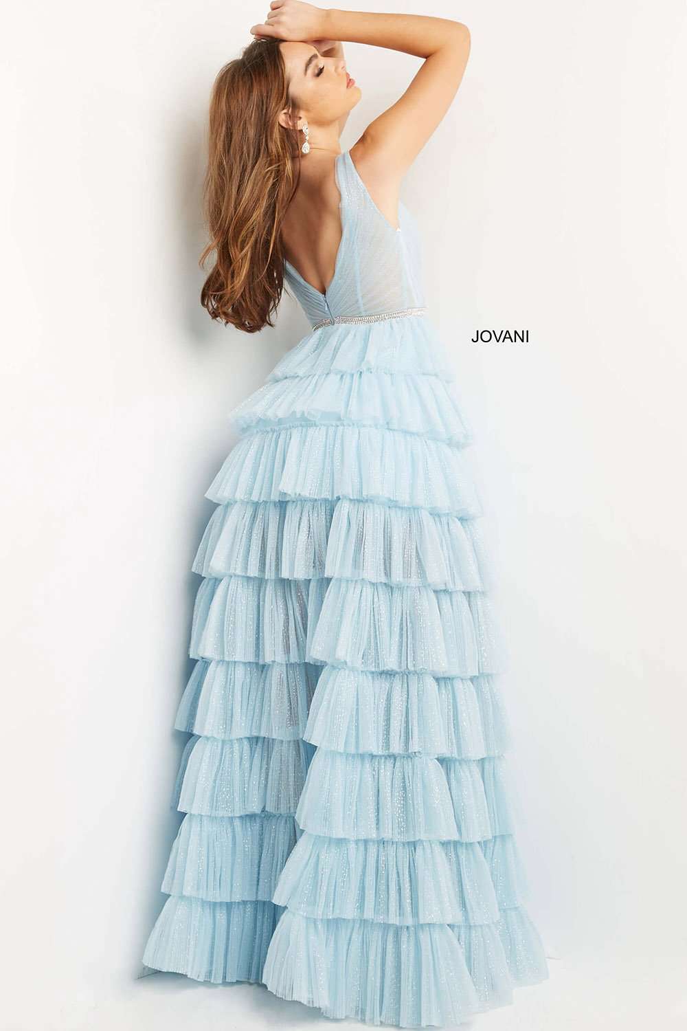 Embellished Belt Layered Prom Dress Jovani 07998 - Morvarieds Fashion