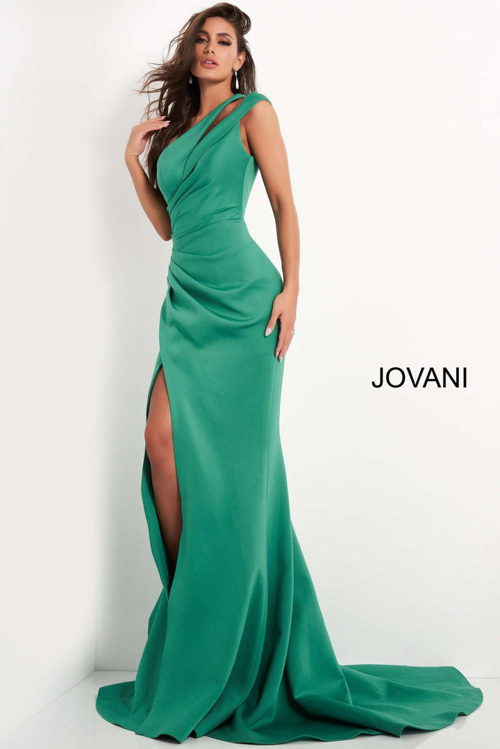 One Shoulder Ruched Evening Dress Jovani 04222 - Morvarieds Fashion
