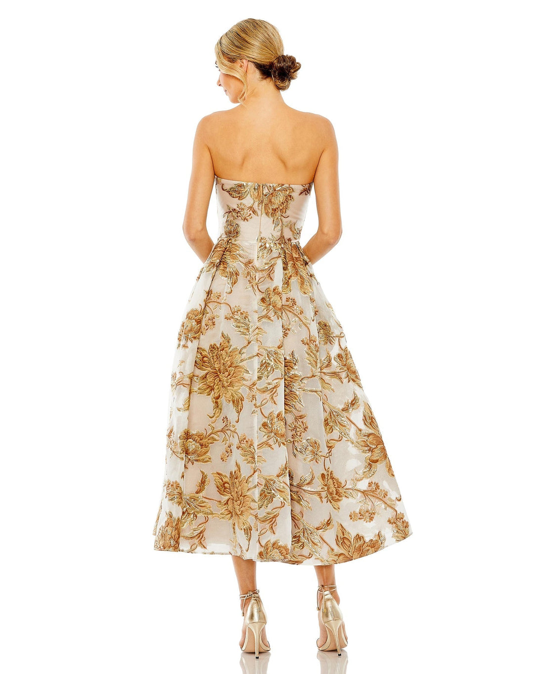 STRAPLESS BROCADE MIDI DRESS WITH POCKETS | Mac Duggal 20716 - Morvarieds Fashion