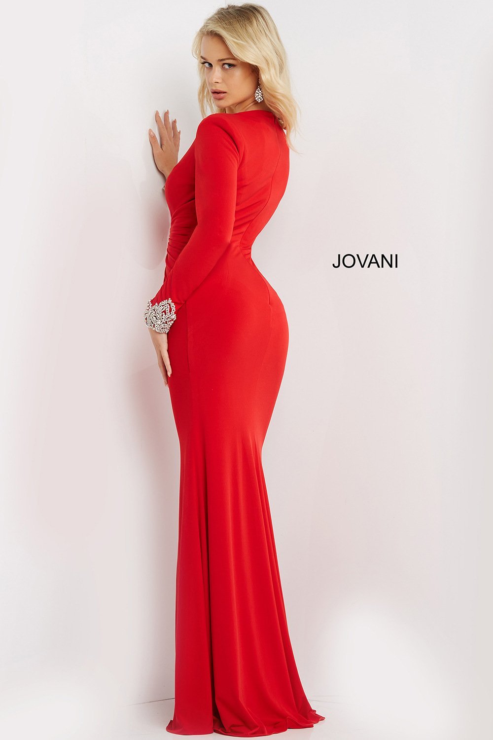 Plunging Neck Long Sleeve Prom Dress Jovani 07320 - Morvarieds Fashion