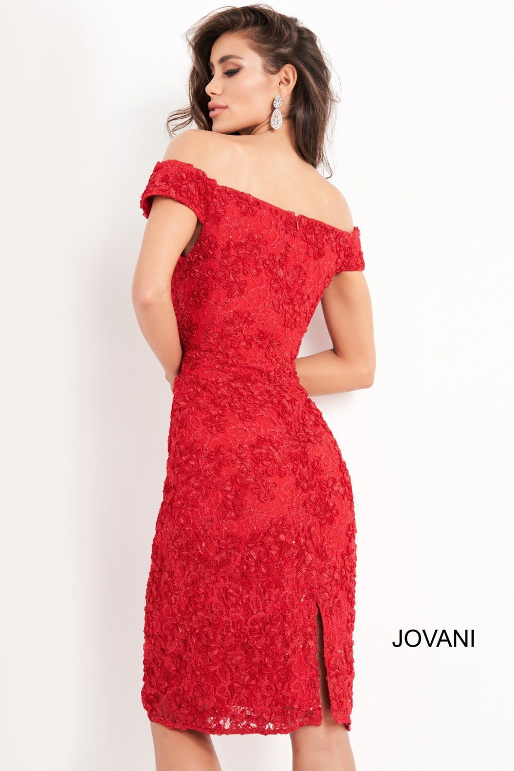Knee Length Lace Short Dress Jovani 04763 - Morvarieds Fashion