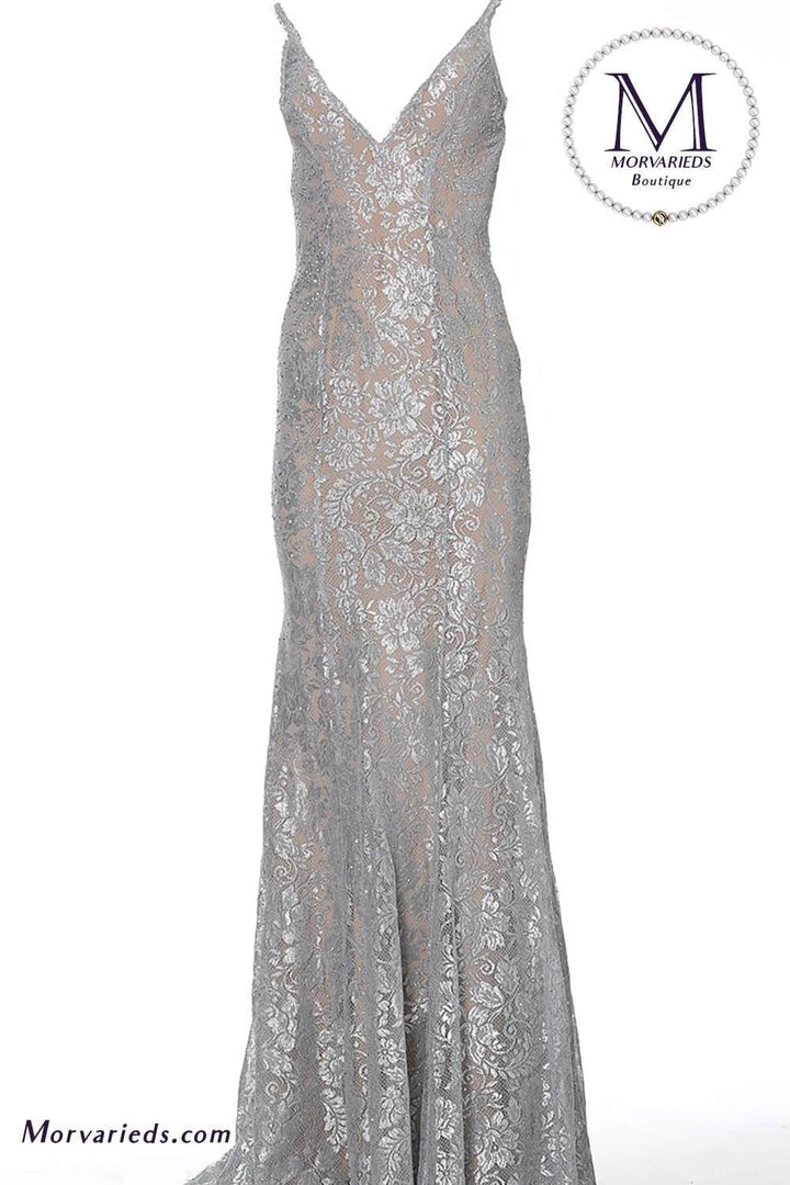Fitting Metallic Lace Evening Dress Jovani 02906 - Morvarieds Fashion