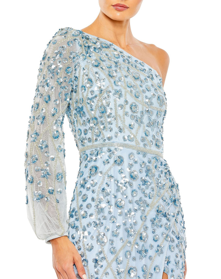 Embellished One Sleeve Faux Wrap Gown | Mac Duggal 5659 - Morvarieds Fashion