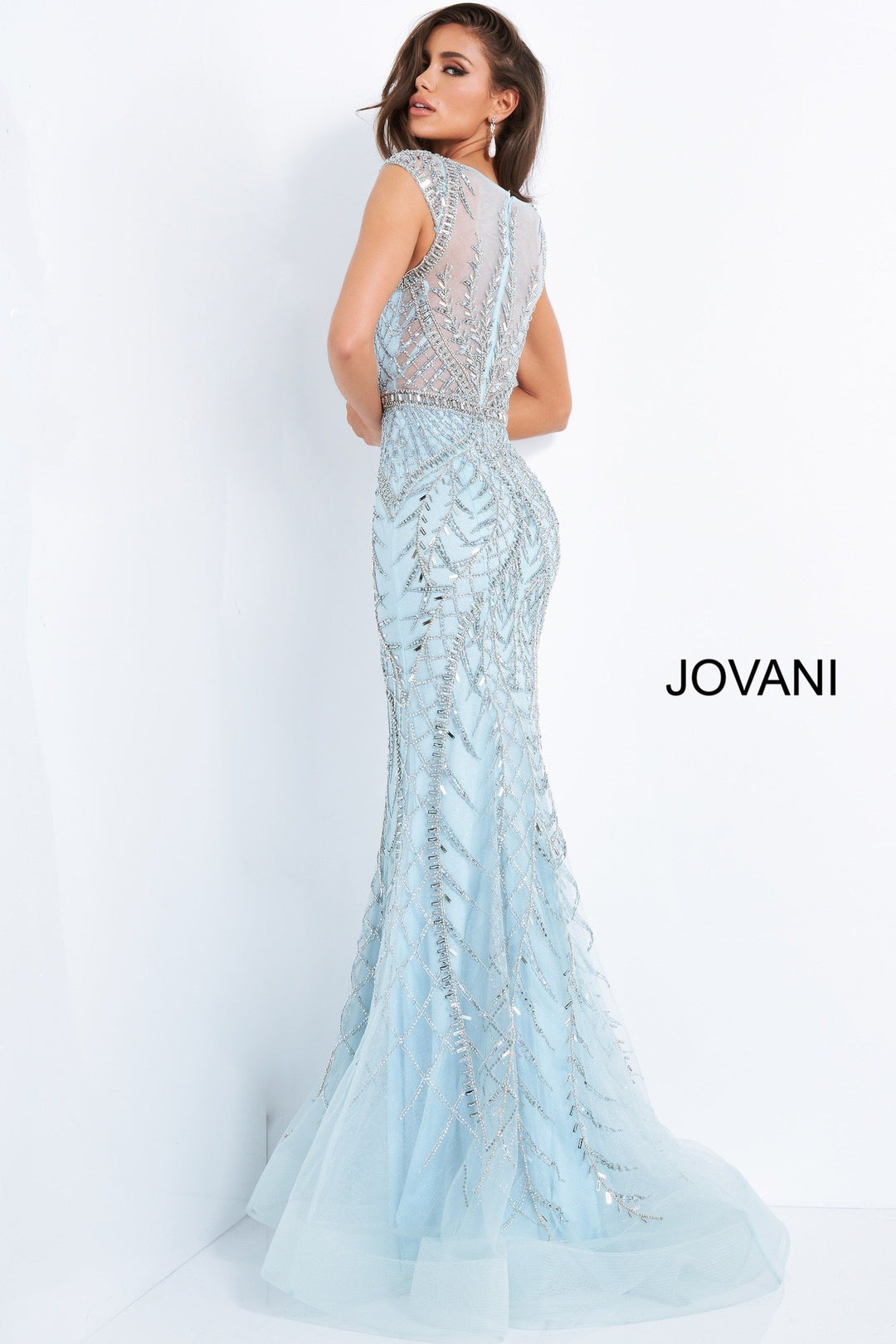Beaded Sheer Neck Evening Gown Jovani 02336 - Morvarieds Fashion