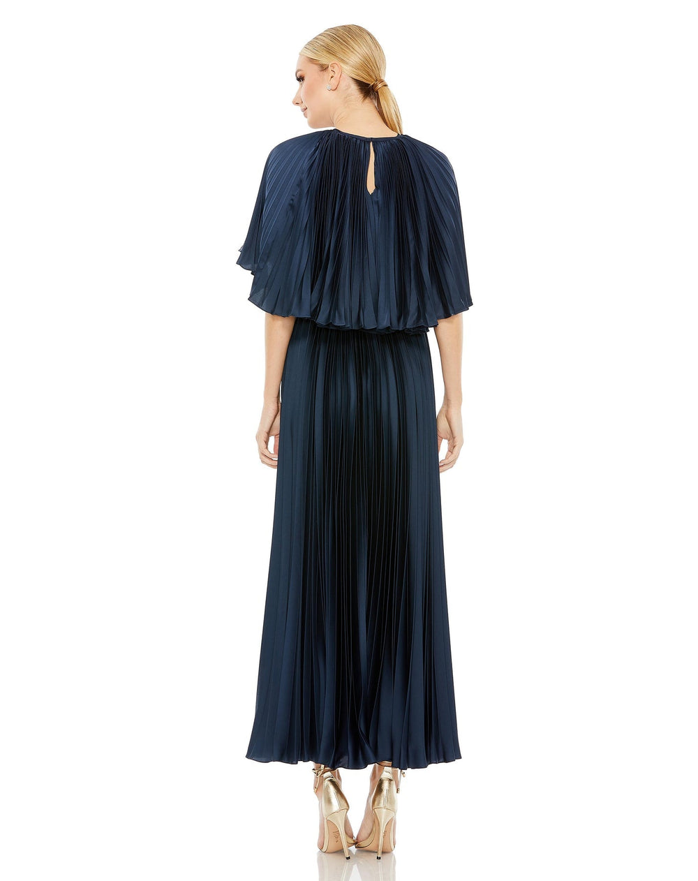 Pleated Caplet T-Length Gown Dress | Mac Duggal 49638 - Morvarieds Fashion