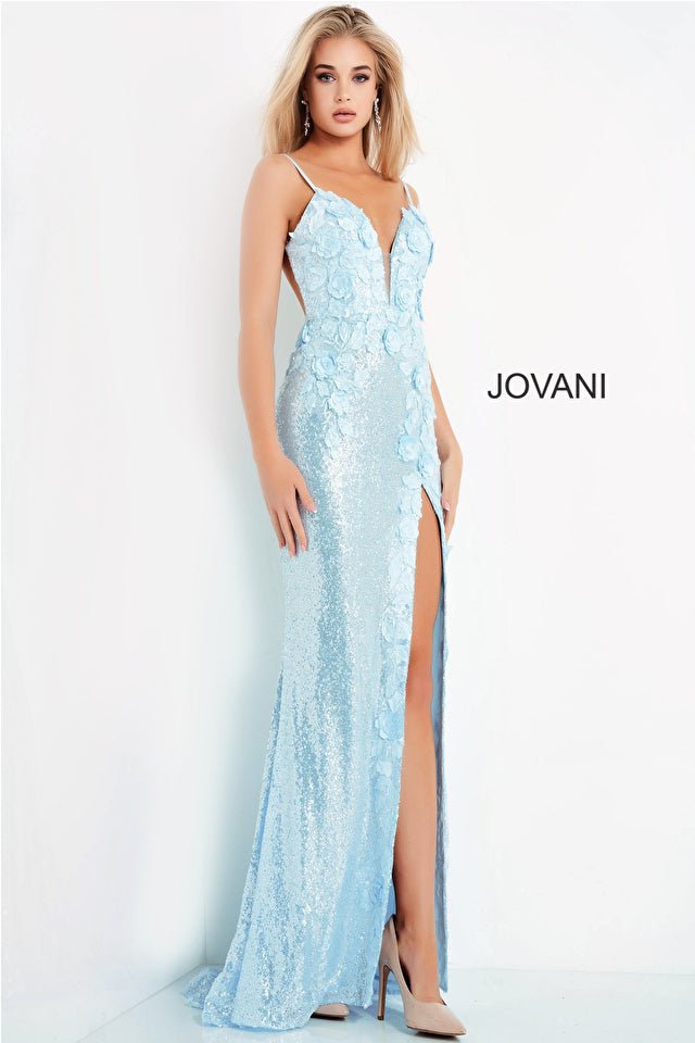 Backless Floral Appliques Prom Dress Jovani 1012 - Morvarieds Fashion