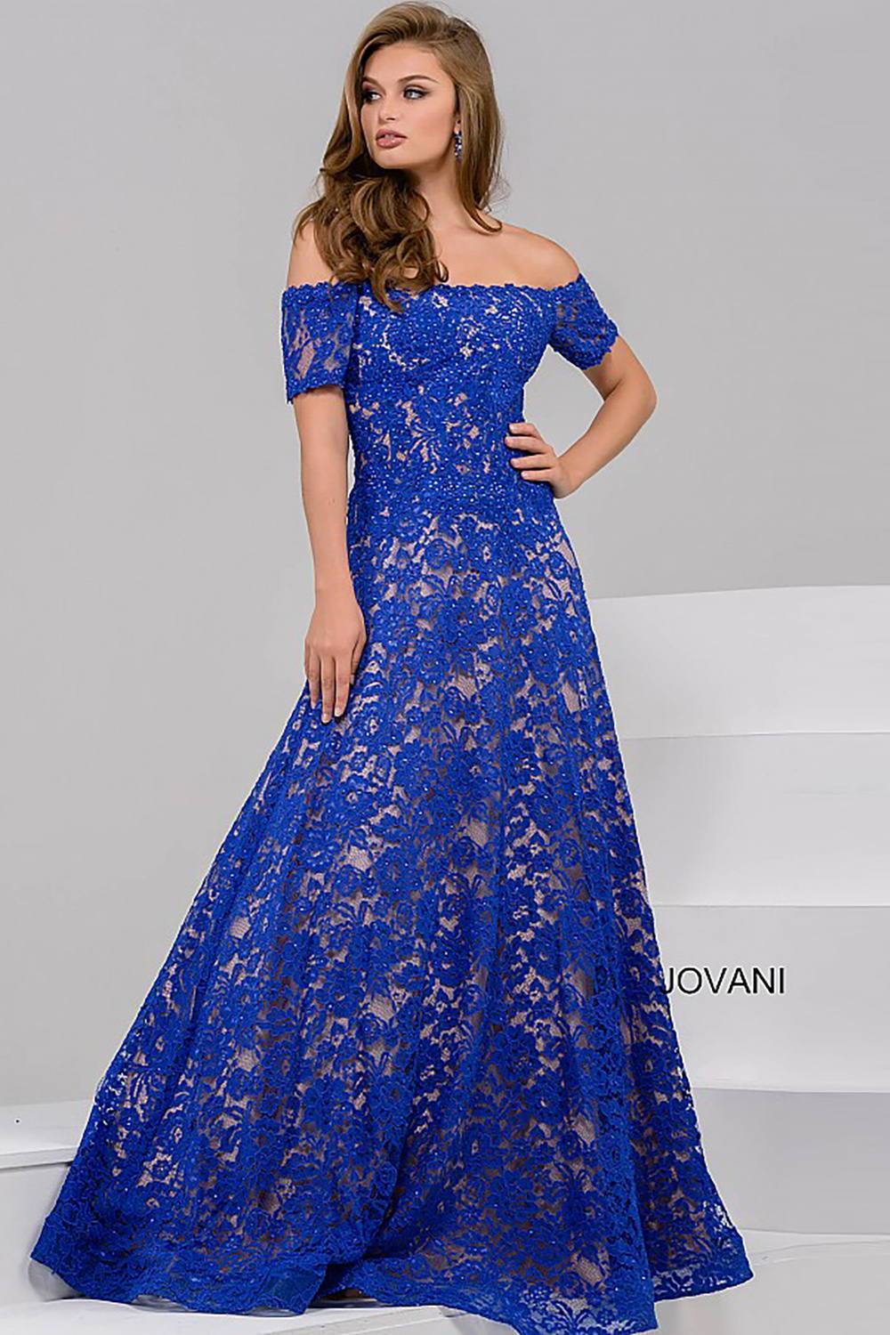 Off the Shoulder Lace Mother of the Bride Evening Dress Jovani 42828 - Morvarieds Fashion