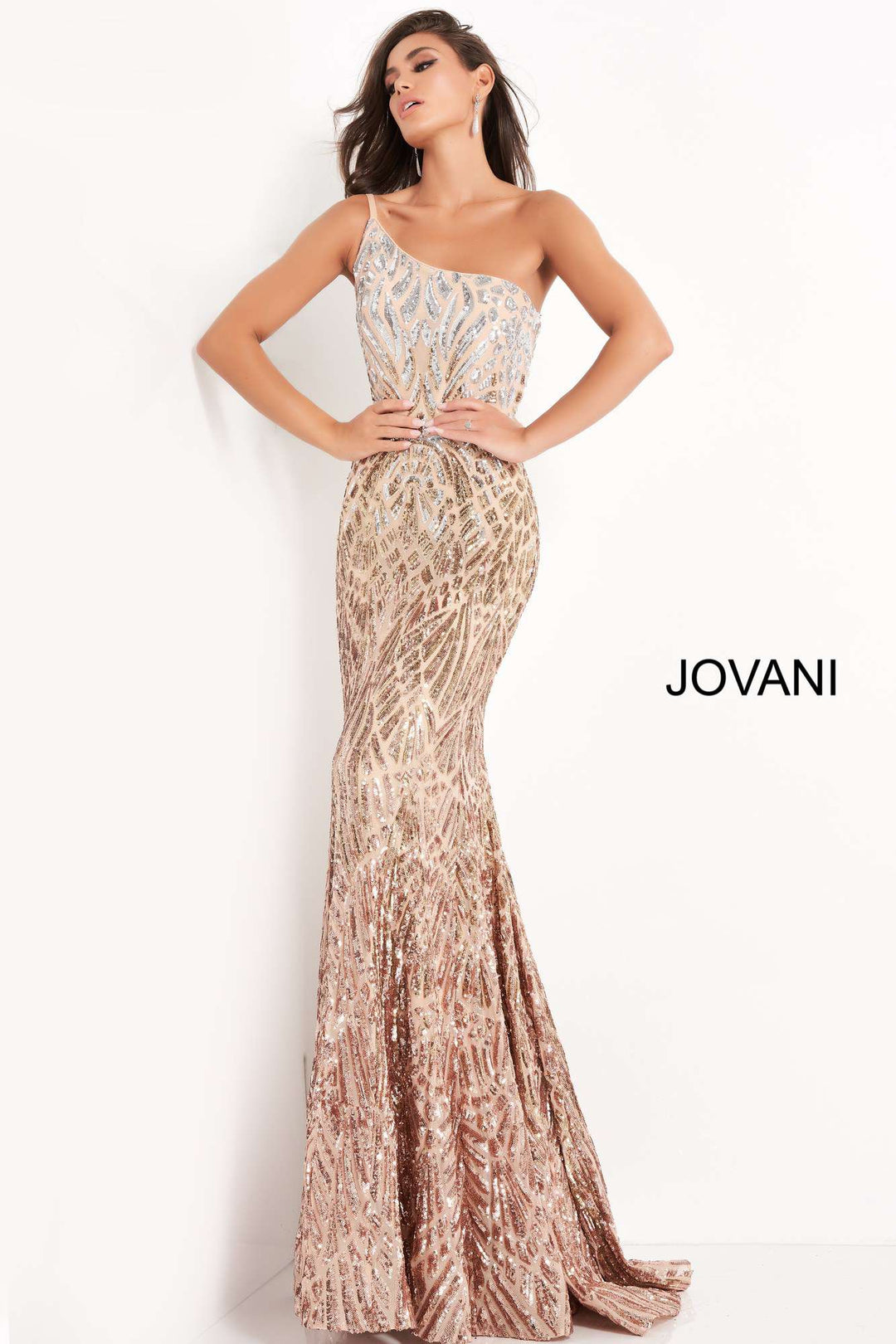Embellished One Shoulder Prom Dress Jovani 06469 - Morvarieds Fashion