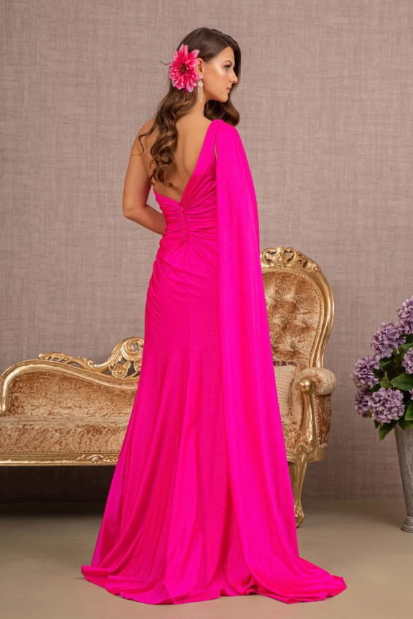 Glitter Asymmetric Ruched Side Mermaid Elizabeth K Dress GL3136 - Morvarieds Fashion