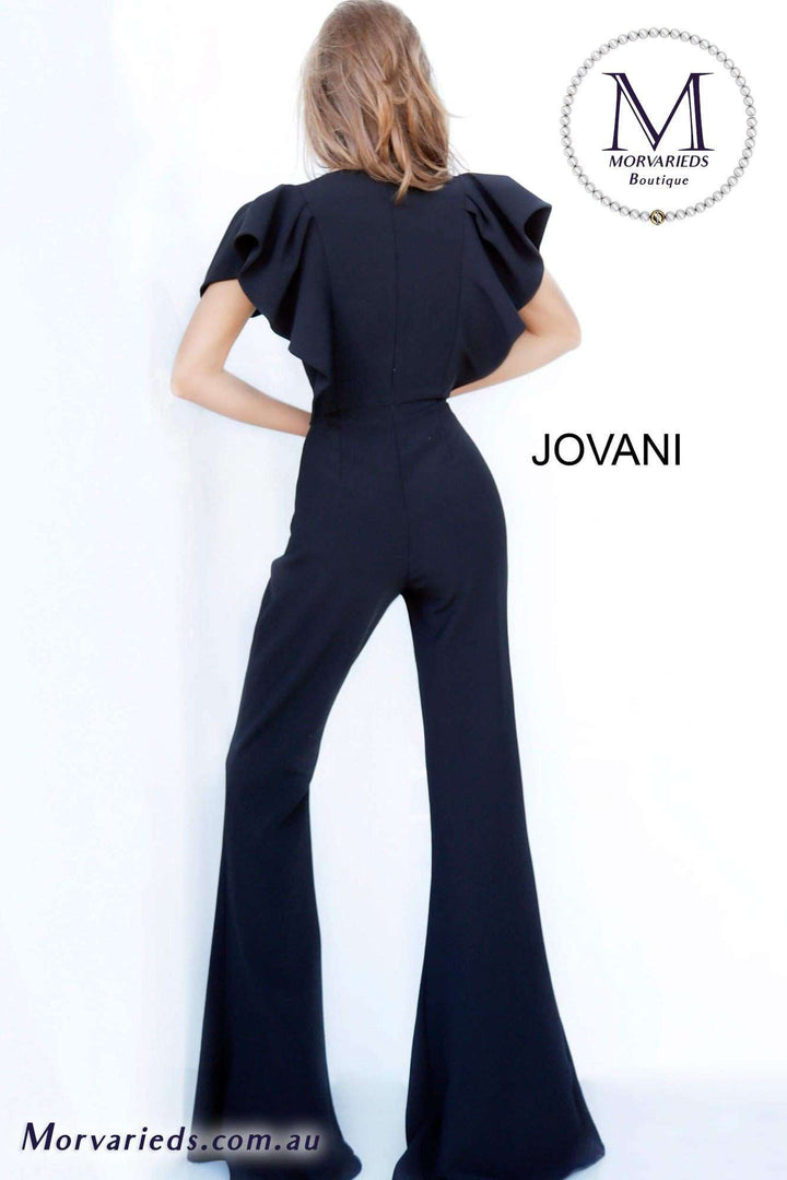 Short Sleeve V Neckline Jumpsuit Jovani 00762 - Morvarieds Fashion