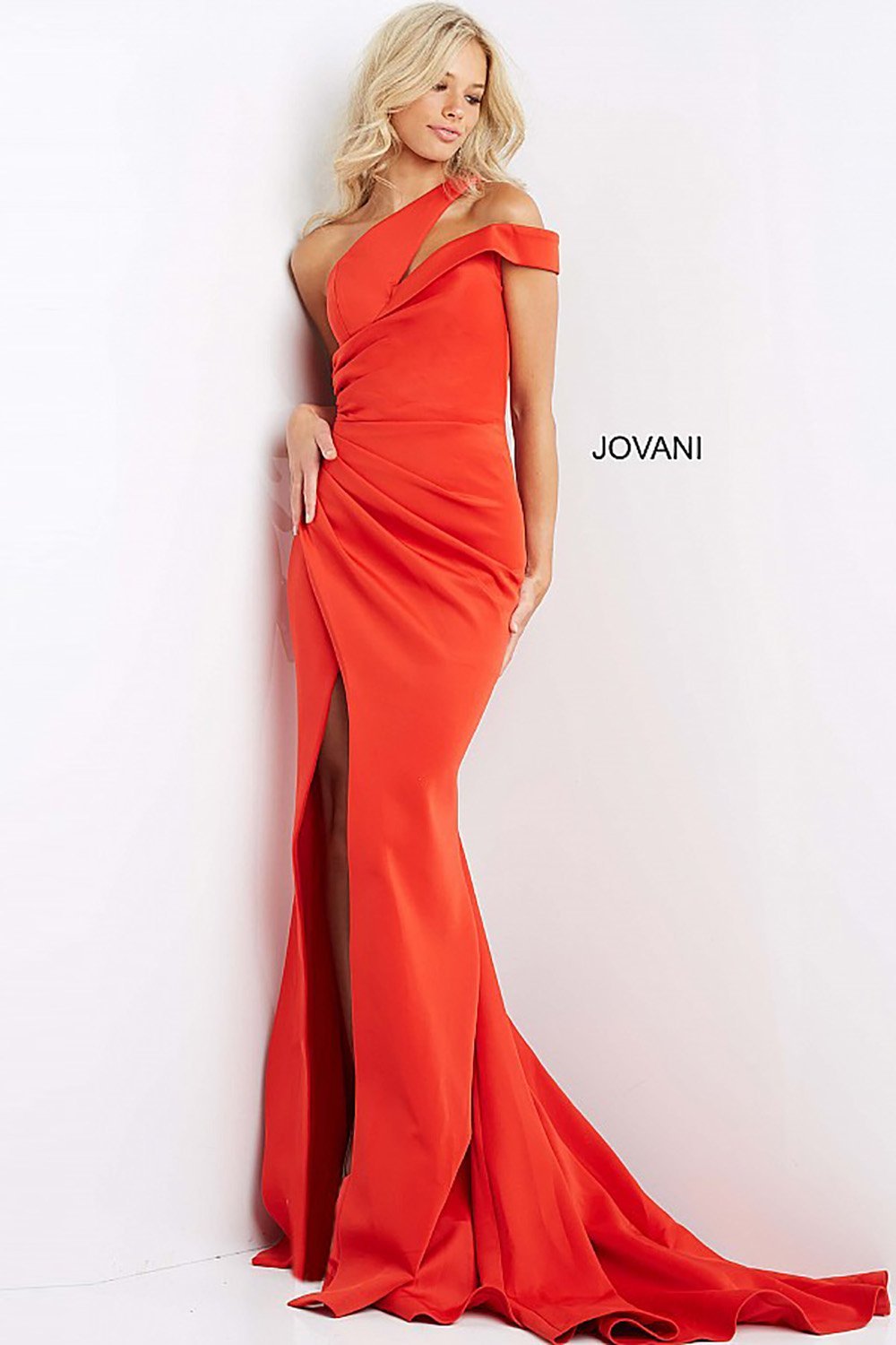 One Shoulder Ruched Evening Dress Jovani 04222 - Morvarieds Fashion