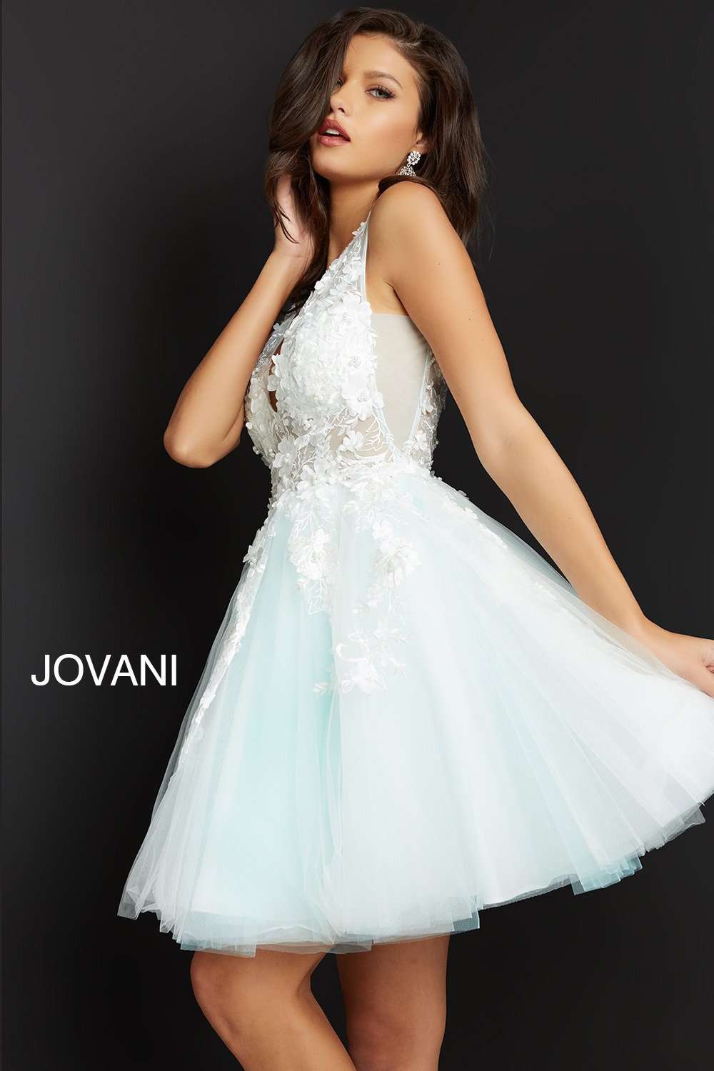 Fit Flare Floral Party Dress Jovani 63987 - Morvarieds Fashion