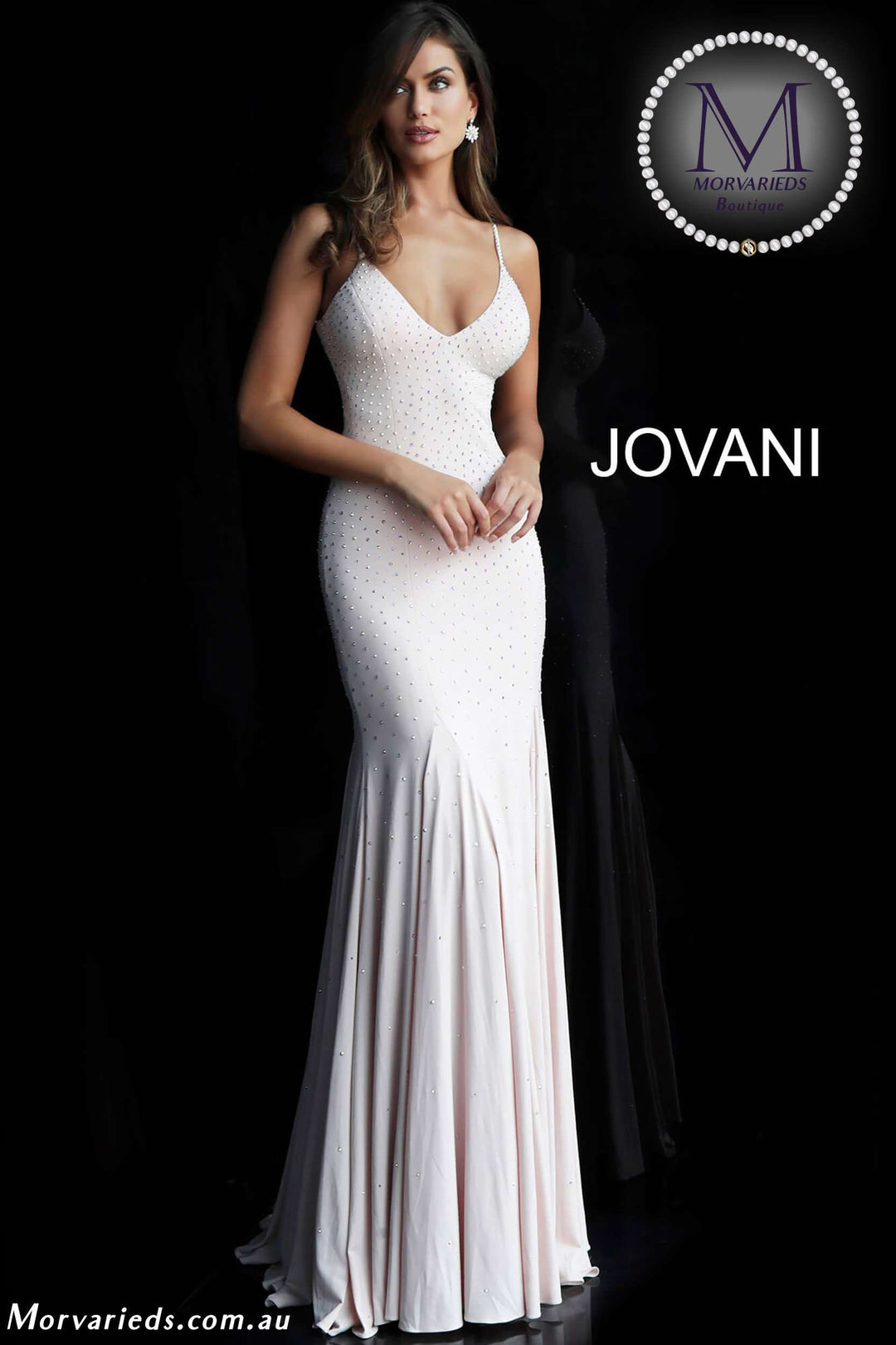 Jersey Beaded Fitted Prom Dress Jovani 63563 - Morvarieds Fashion