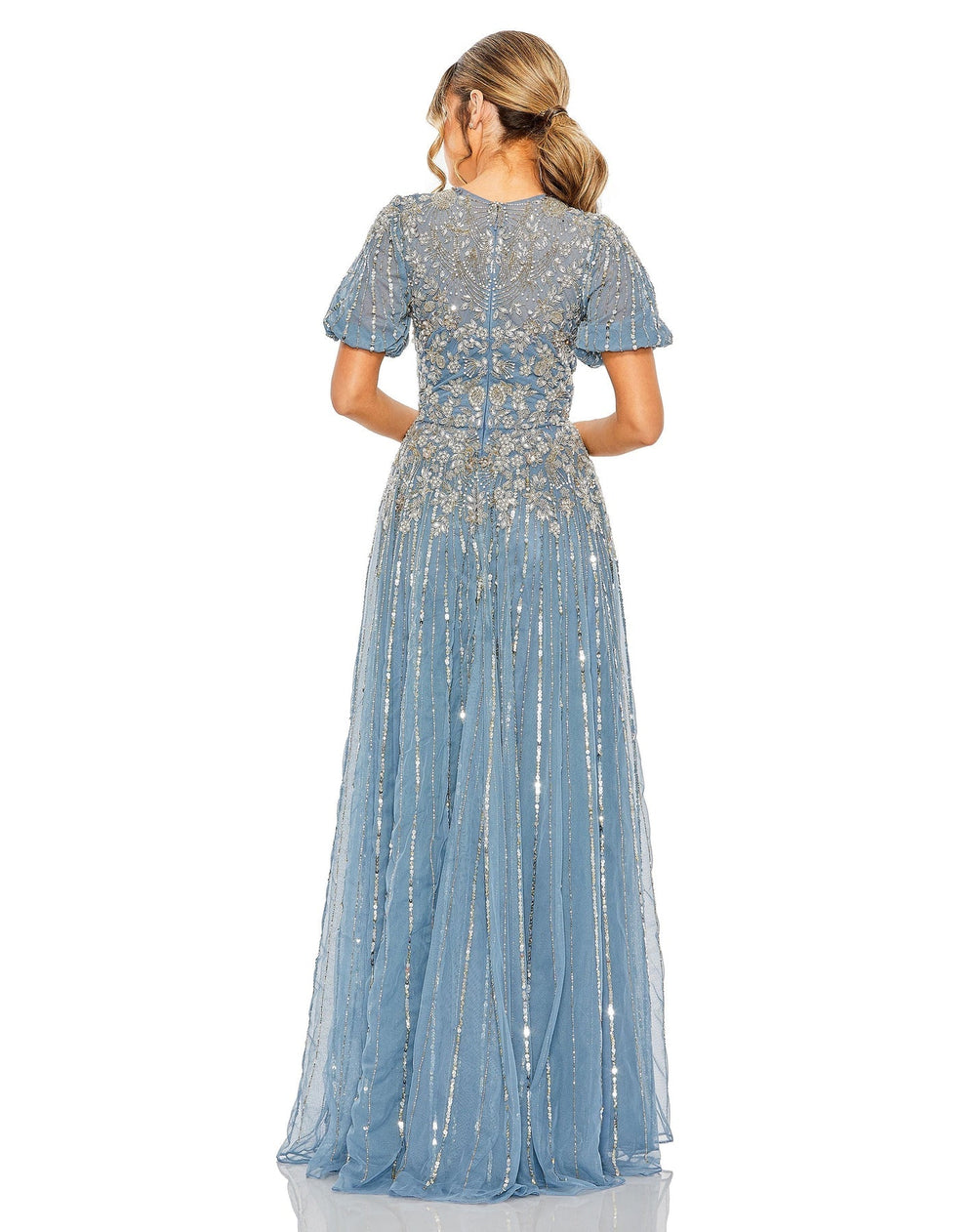 High Neck Puff Sleeve Embellished A Line Gown | Mac Duggal 5991 - Morvarieds Fashion