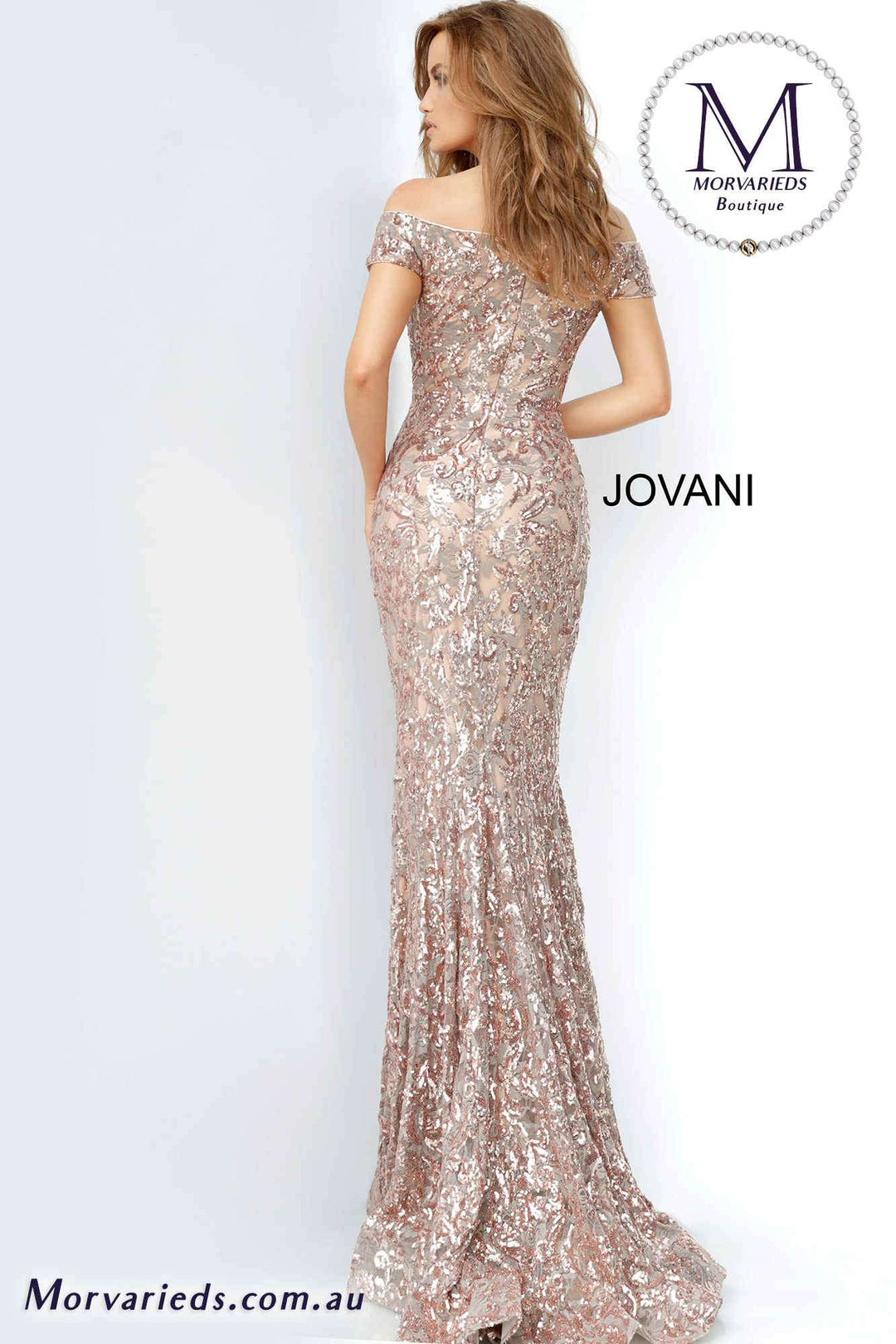 Off the Shoulder Sequin Prom Gown Jovani 1122 - Morvarieds Fashion