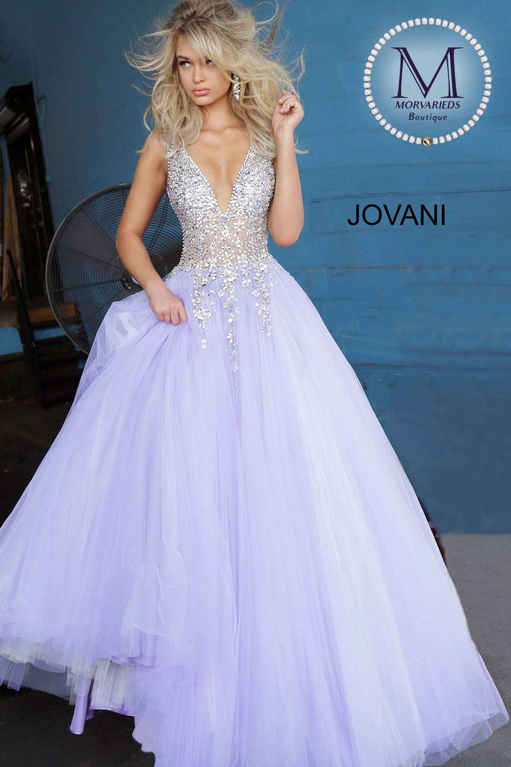 Crystal Embellished Bodice Prom Ballgown Jovani 65379 - Morvarieds Fashion