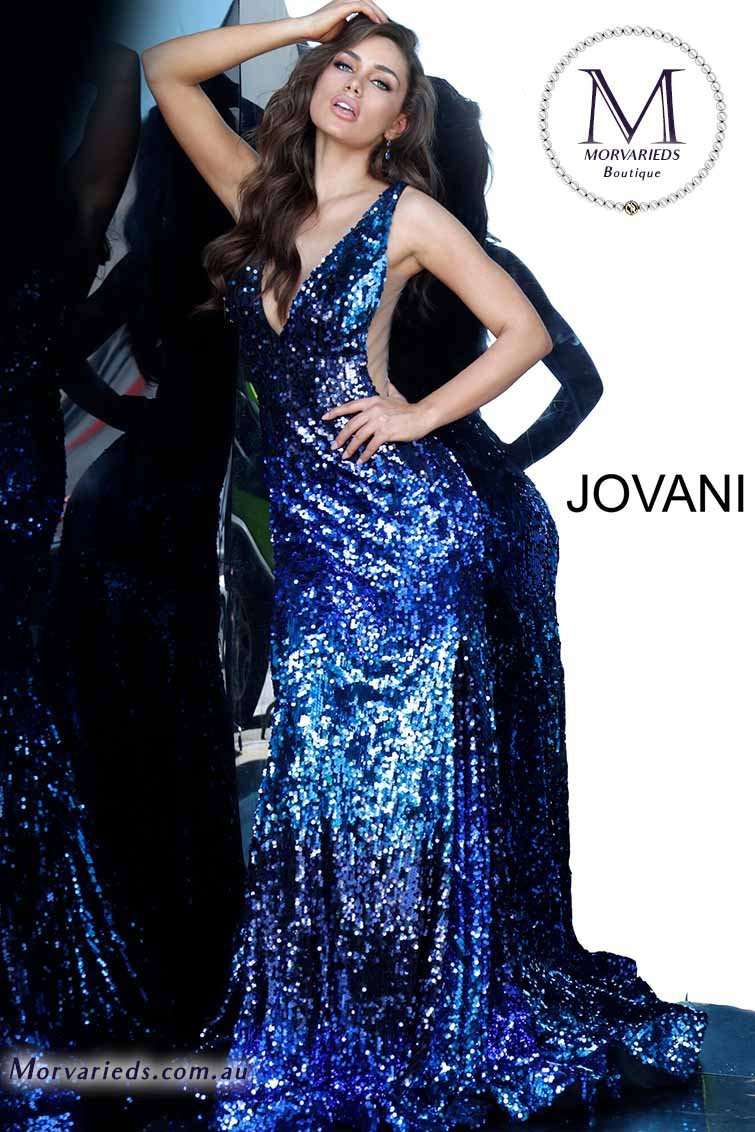 Blue Multi Sequin Mermaid Prom Dress Jovani 3192 - Morvarieds Fashion