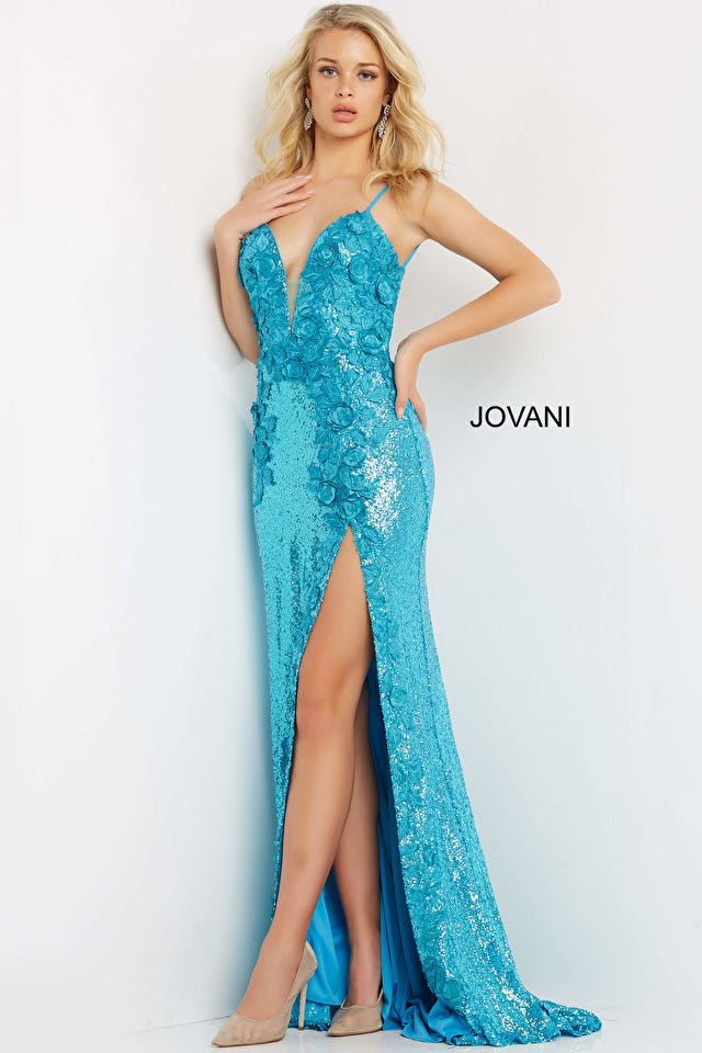 Backless Floral Appliques Prom Dress Jovani 1012 - Morvarieds Fashion
