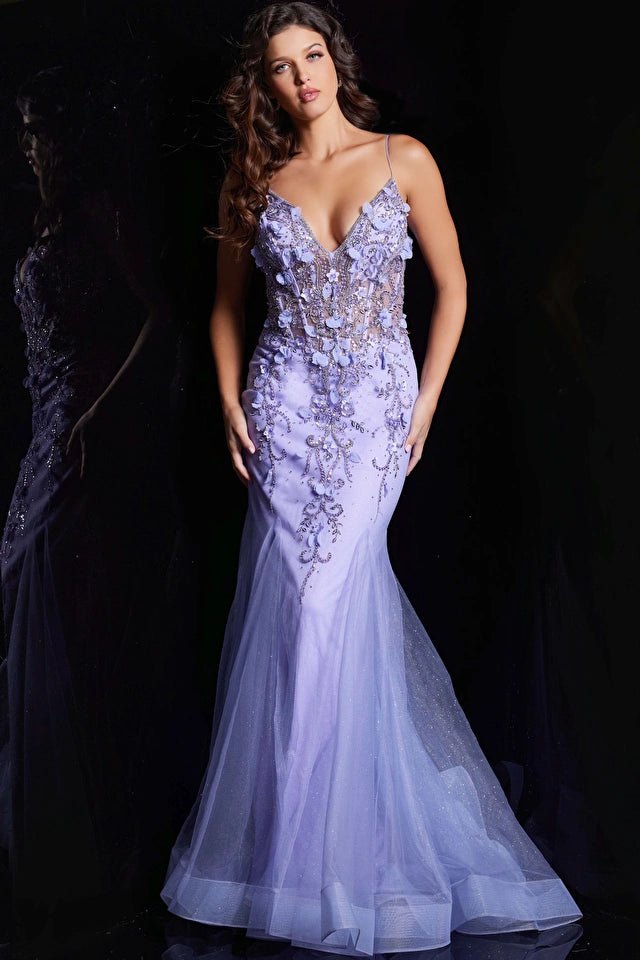 Plunging Neck Mermaid Prom Dress Jovani 05839 - Morvarieds Fashion