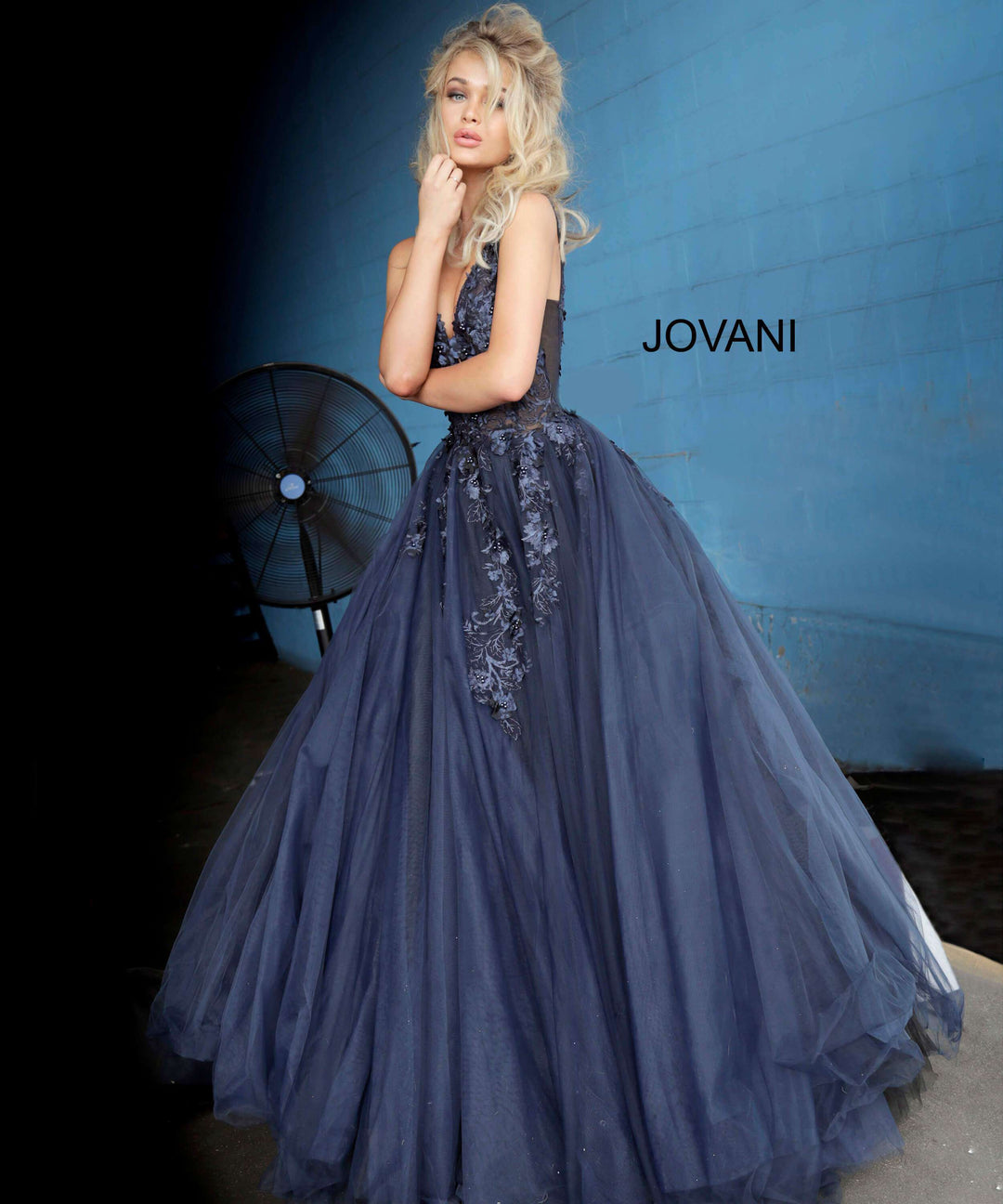 Floral Appliques V Neck Ballgown Jovani 55634 - Morvarieds Fashion