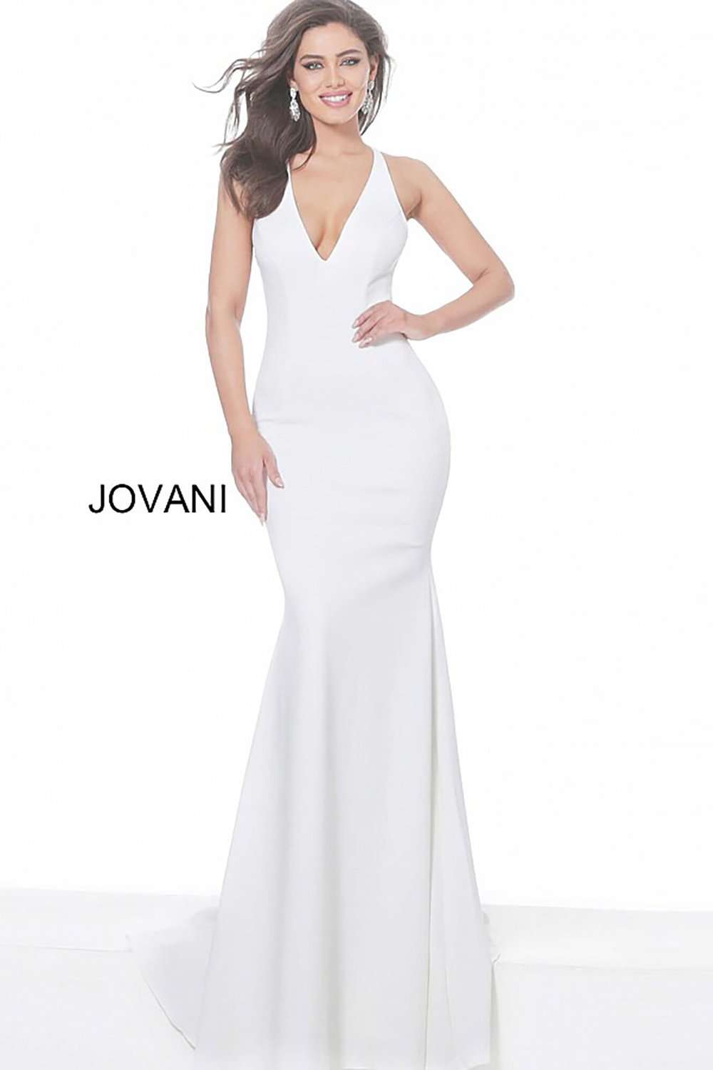 Plunging Neck Open Back Evening Dress Jovani 67865 - Morvarieds Fashion