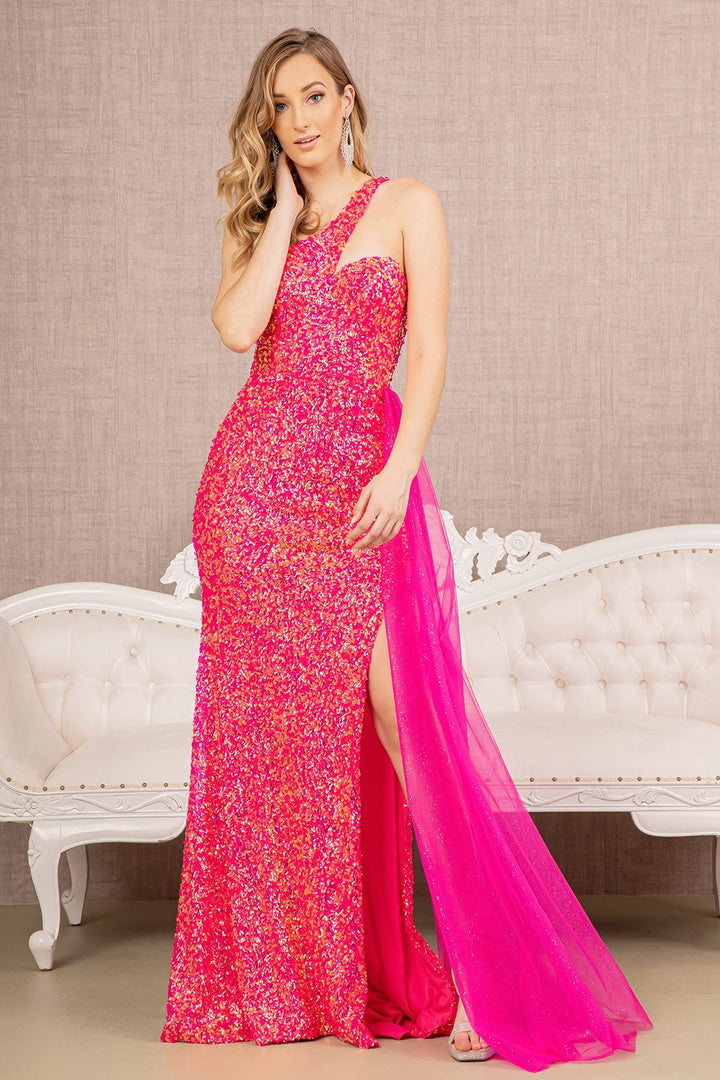 Sequin Glitter Asymmetric Mermaid Elizabeth K Dress GL3133 - Morvarieds Fashion